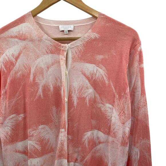 Escada sport M pink palm tree cardigan sweater - Picture 1 of 6